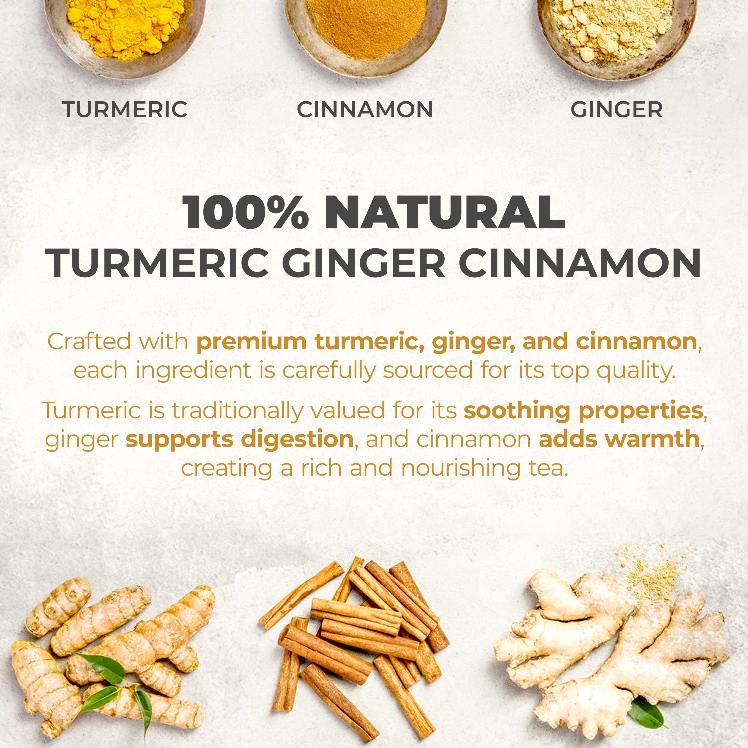 Premium Ginger Turmeric Tea Bags Supports Immune Health