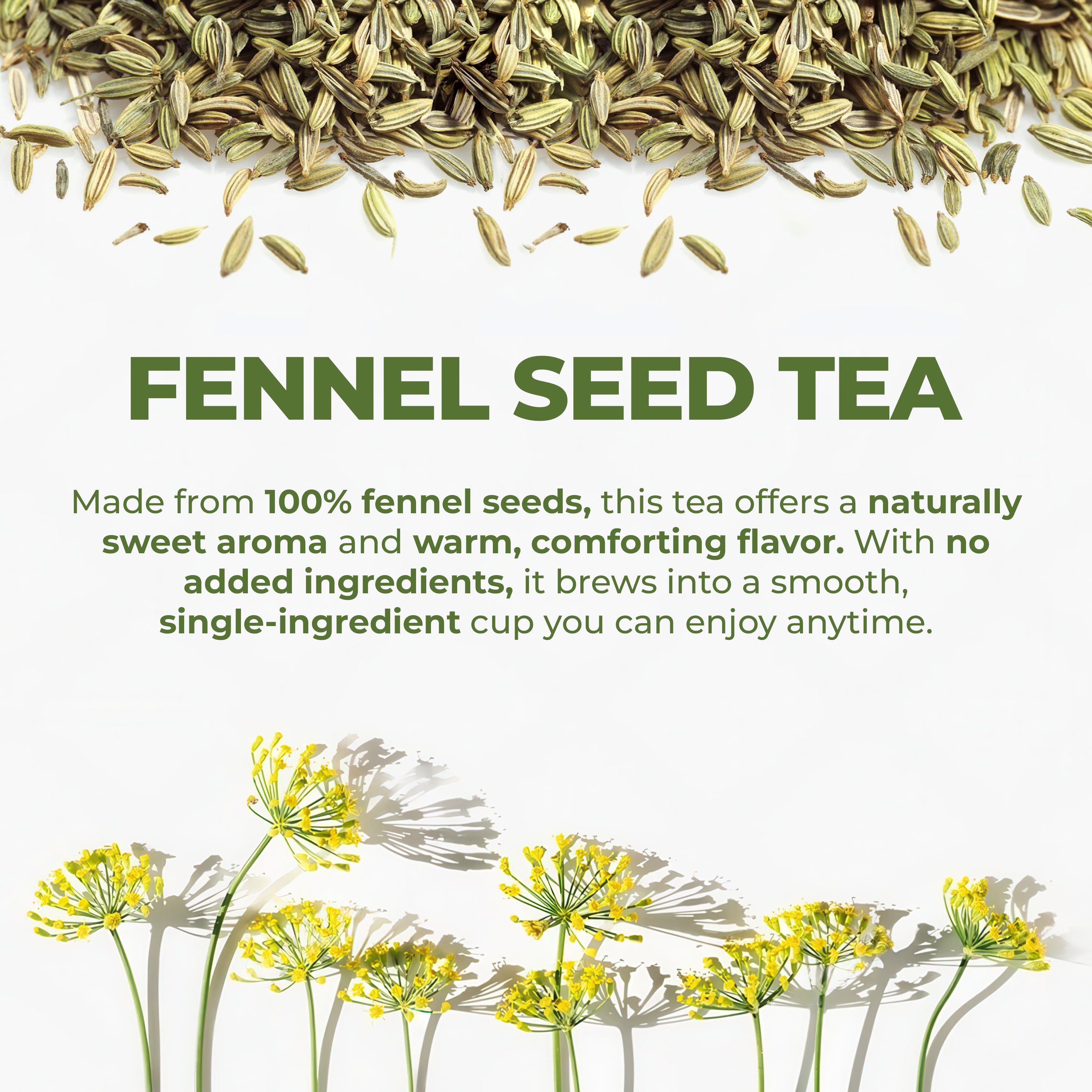 LeafLea 40 Fennel Tea Bags, 100% Natural & Pure Fennel Seed Tea, Te De Hinojo for Gentle Digestion & Fresh Breath