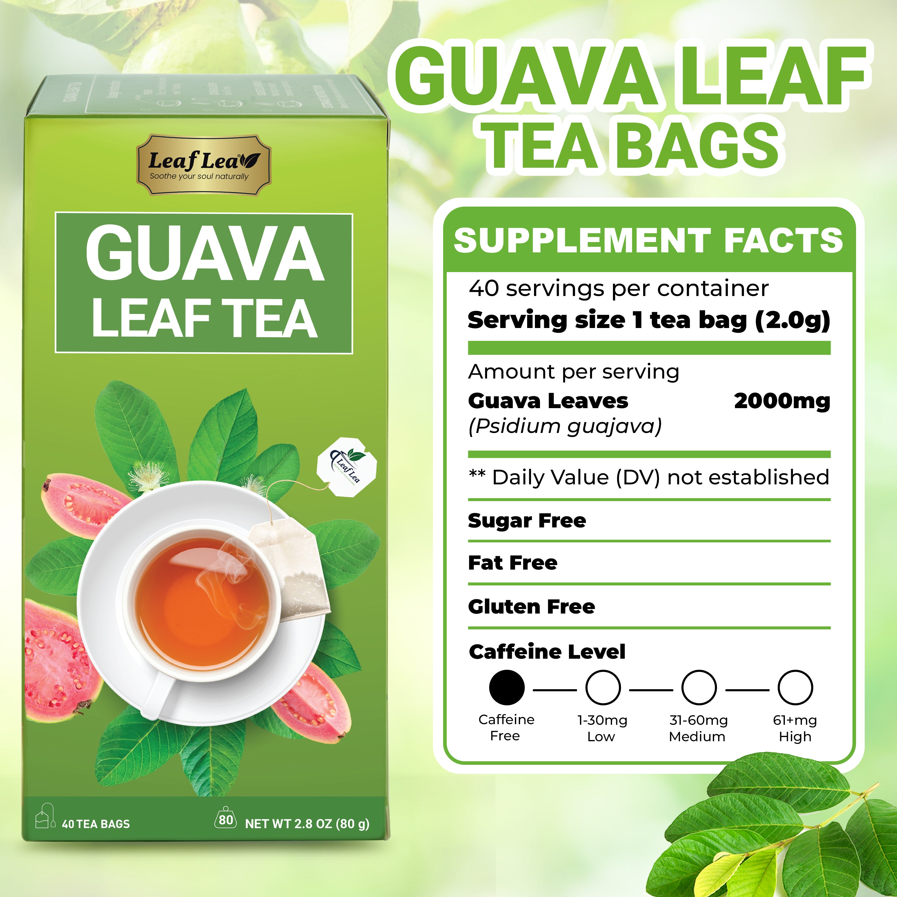 Guava Leaf Tea Bags Supports Digestion & Immune Health