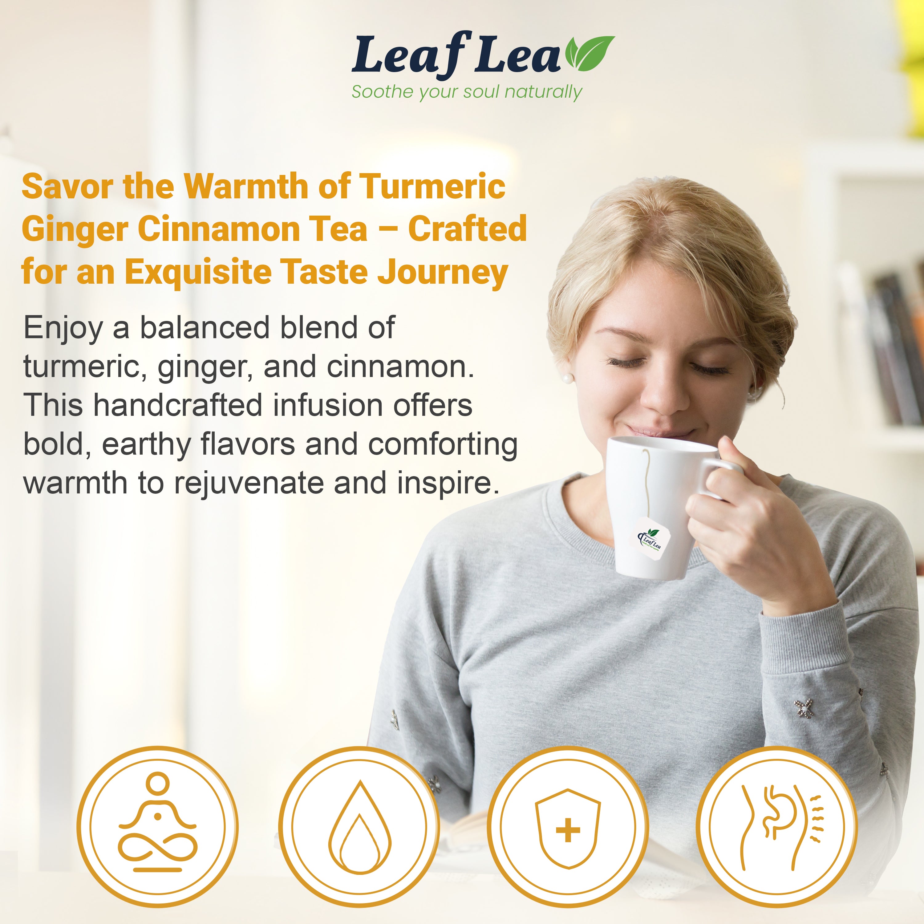 Premium Ginger Turmeric Tea Bags Supports Immune Health