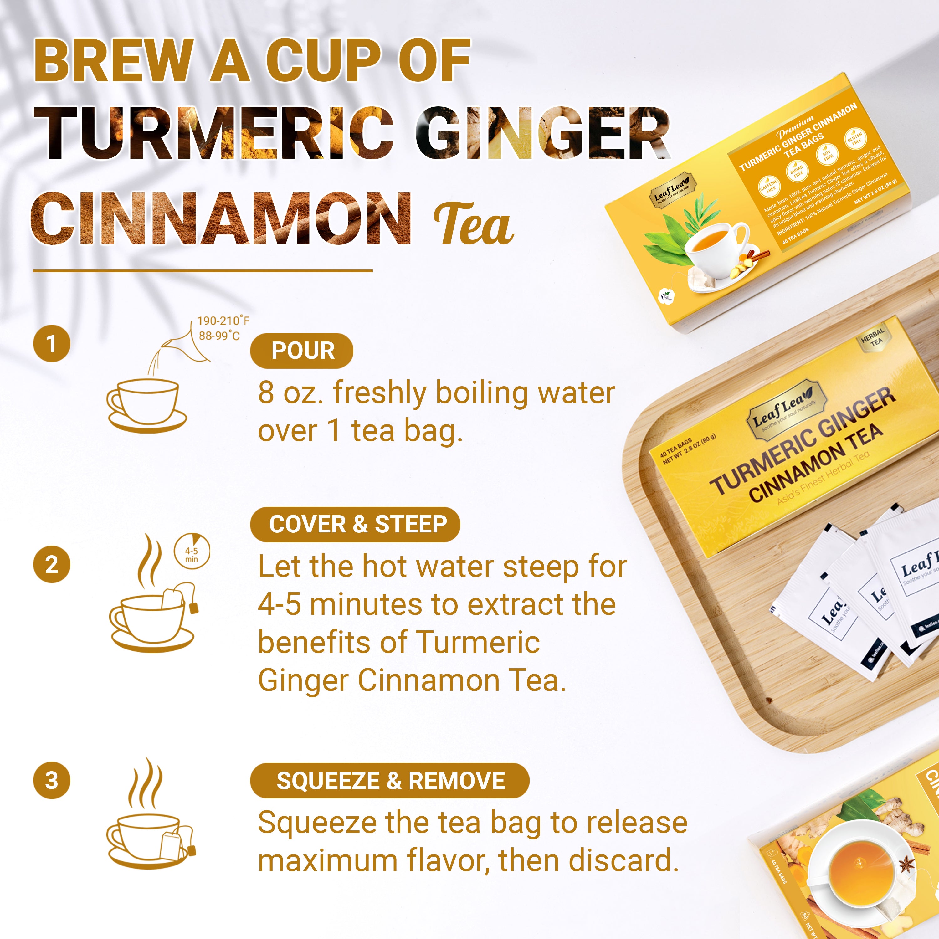 Premium Ginger Turmeric Tea Bags Supports Immune Health