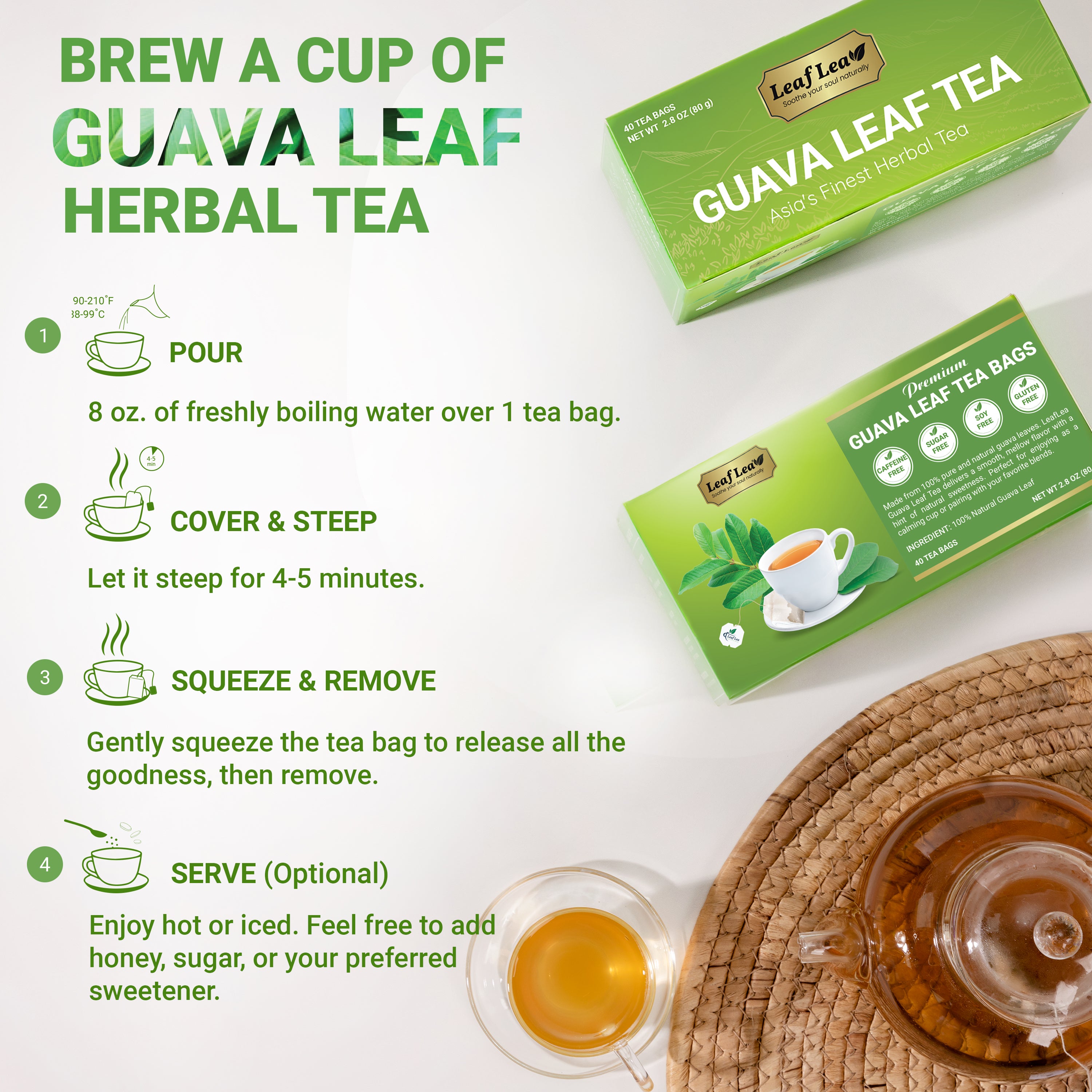 Guava Leaf Tea Bags Supports Digestion & Immune Health