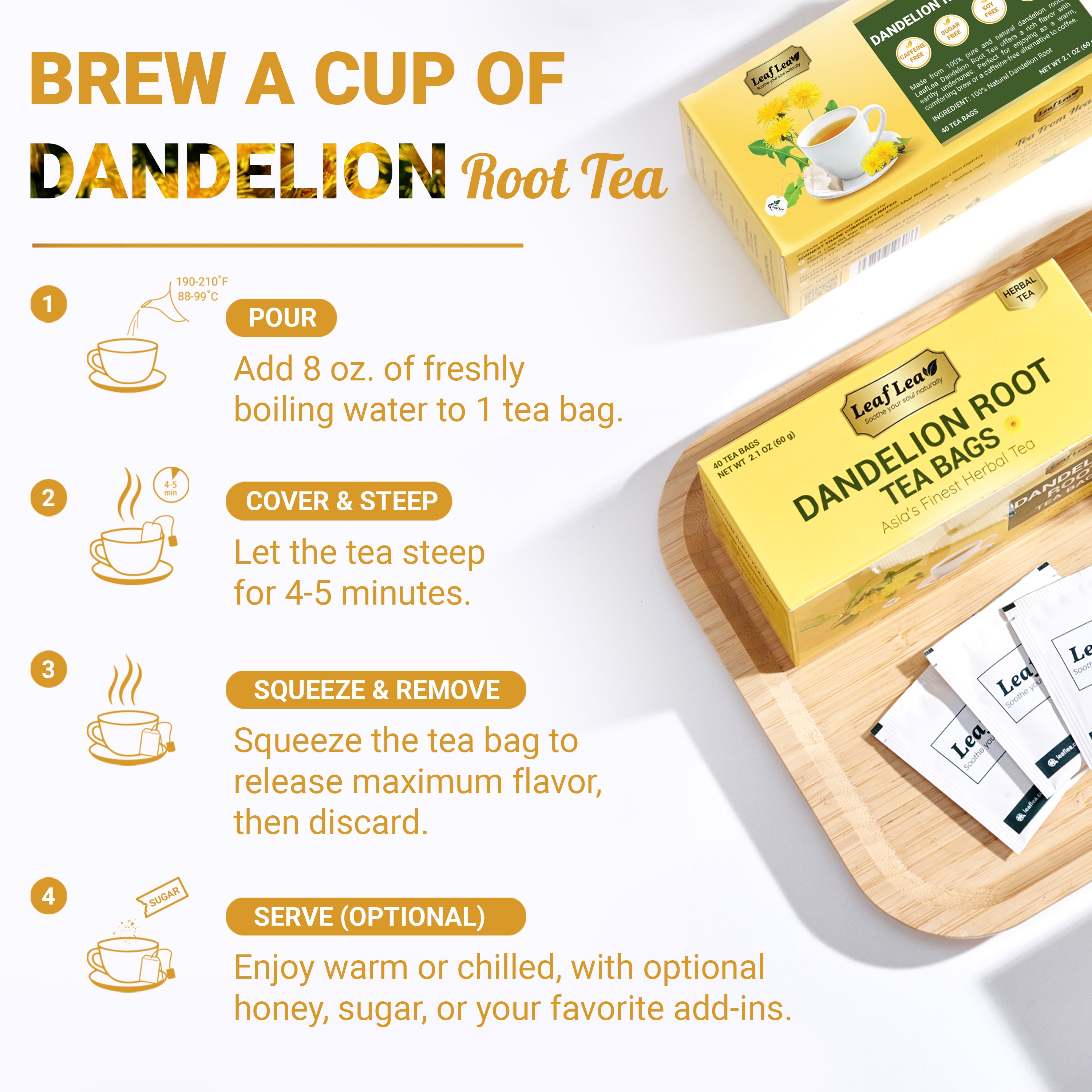 Dandelion Root Tea Bags Supports Kidney & Liver