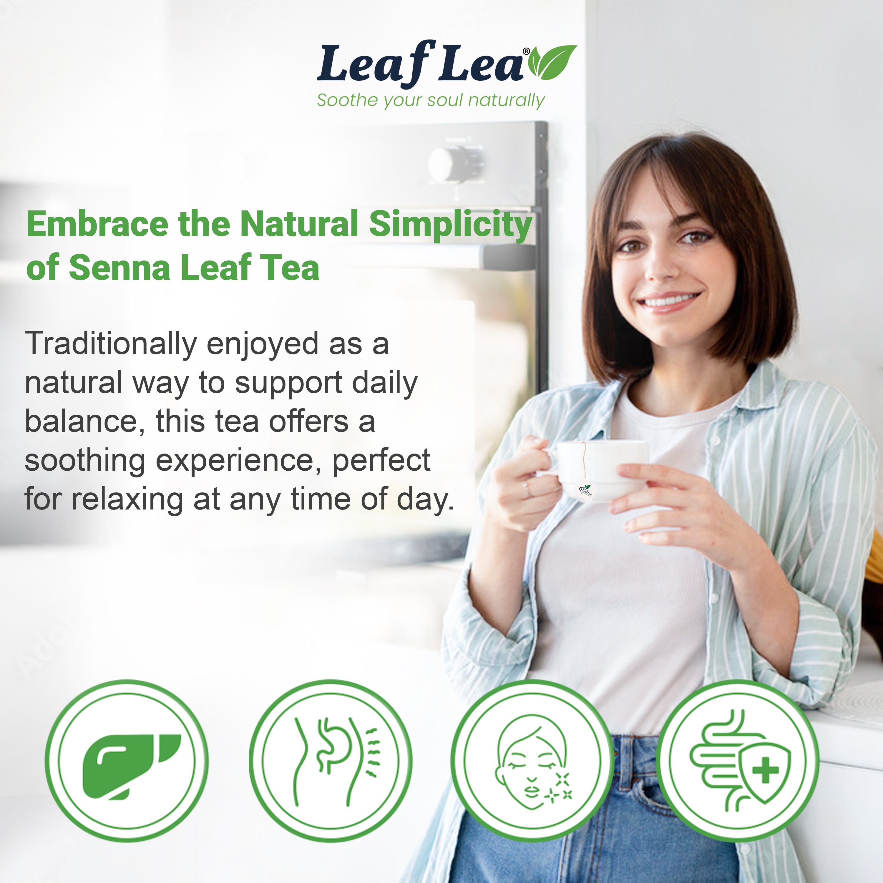 LeafLea Senna Leaf Tea Bags – Naturally Smooth & Gentle Herbal Brew