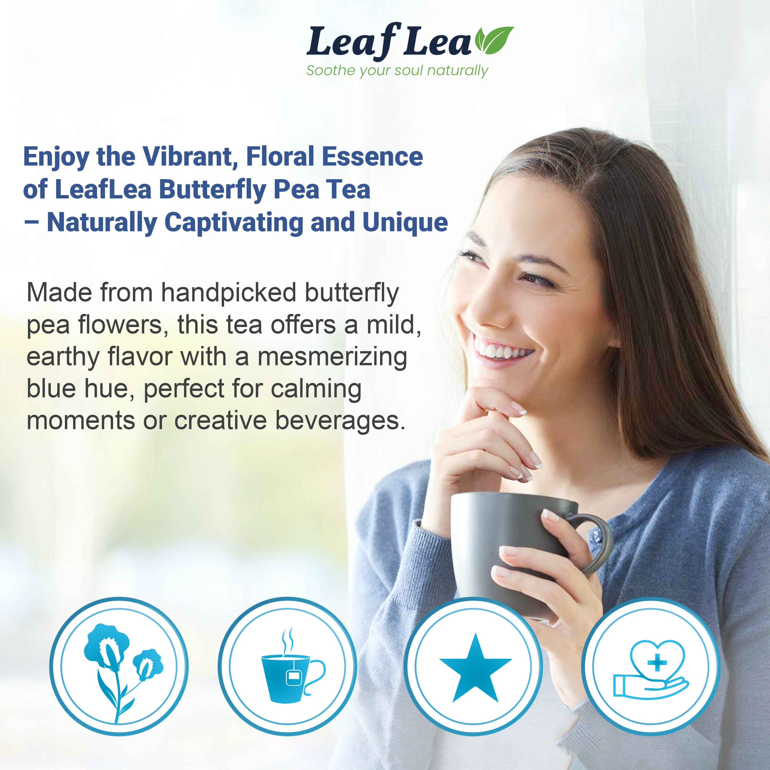 Butterfly Pea Flower Tea Bags for Mocktails & Natural Food Coloring