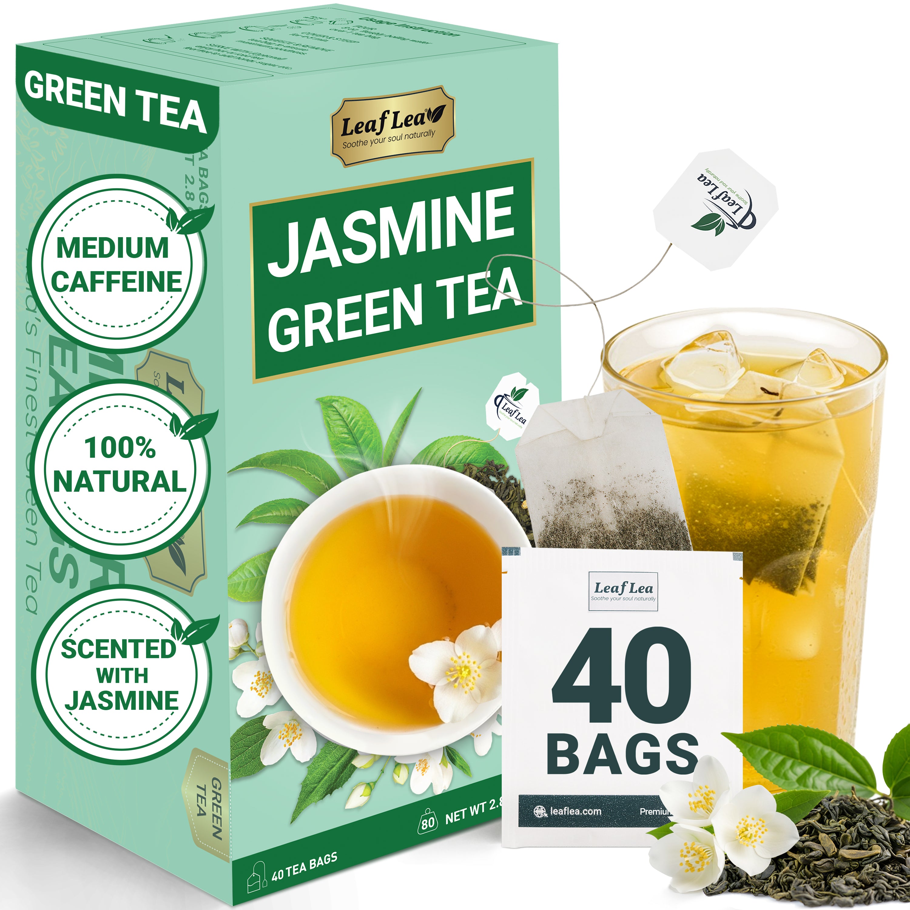 Jasmine Green Tea Bags Blend Boosts Digestion & Immunity