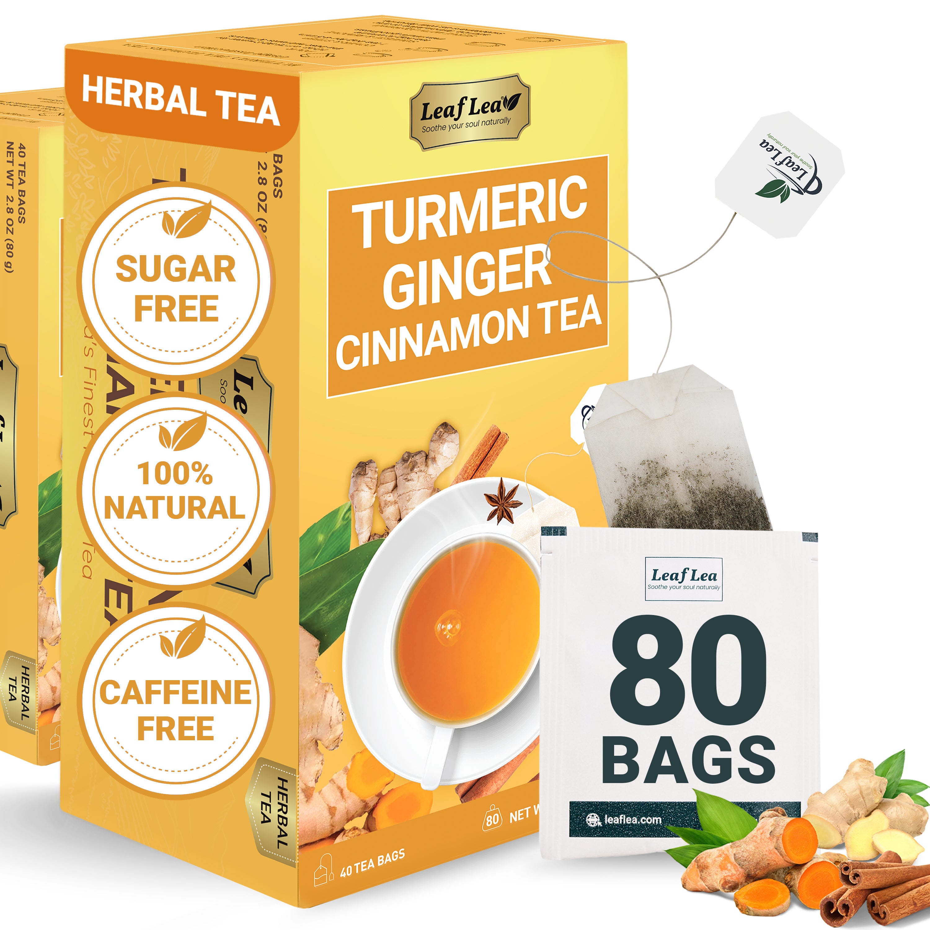 Premium Ginger Turmeric Tea Bags Supports Immune Health