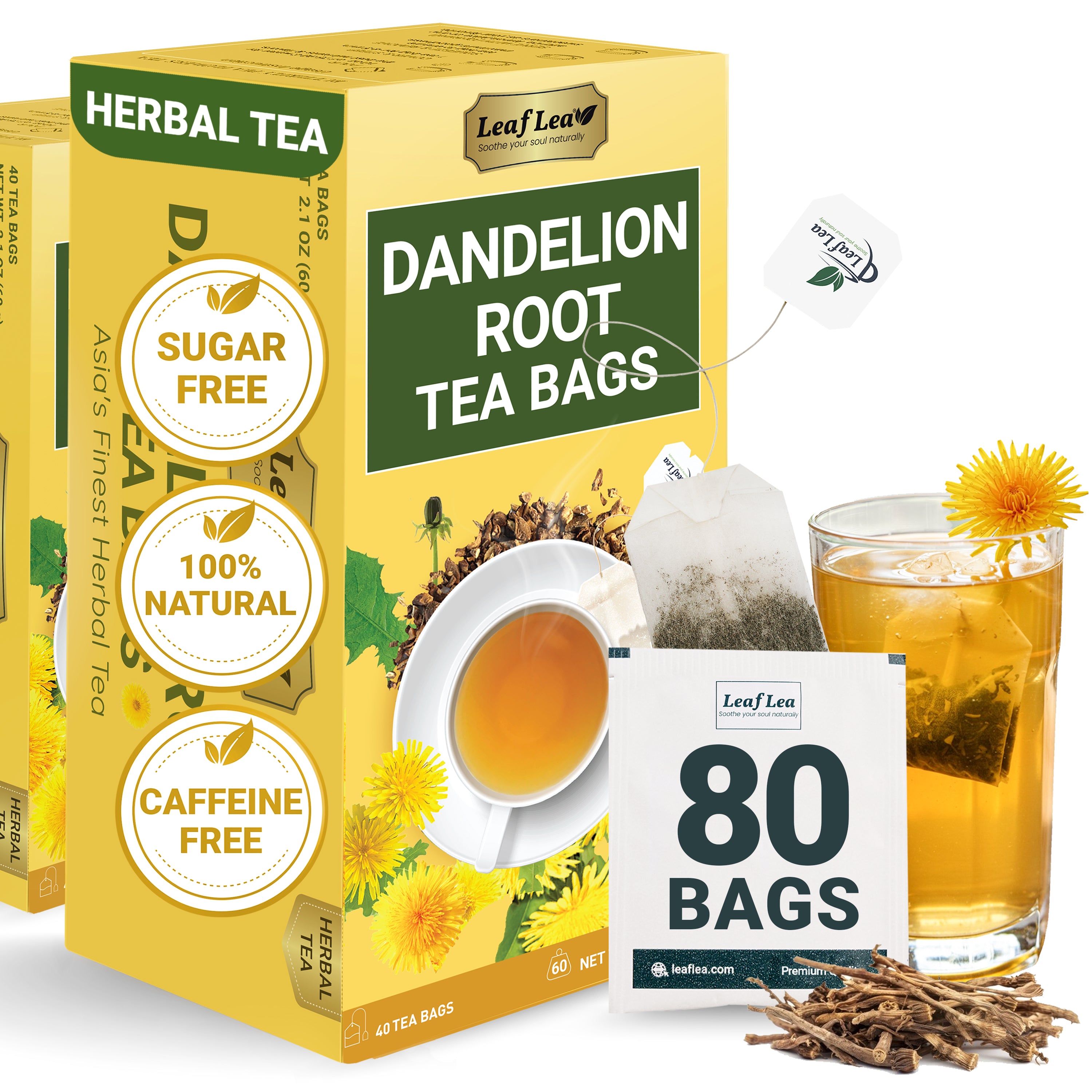 LeafLea Dandelion Root Tea Bags, Dandelion Tea Supports Wellness and a Balanced Lifestyle