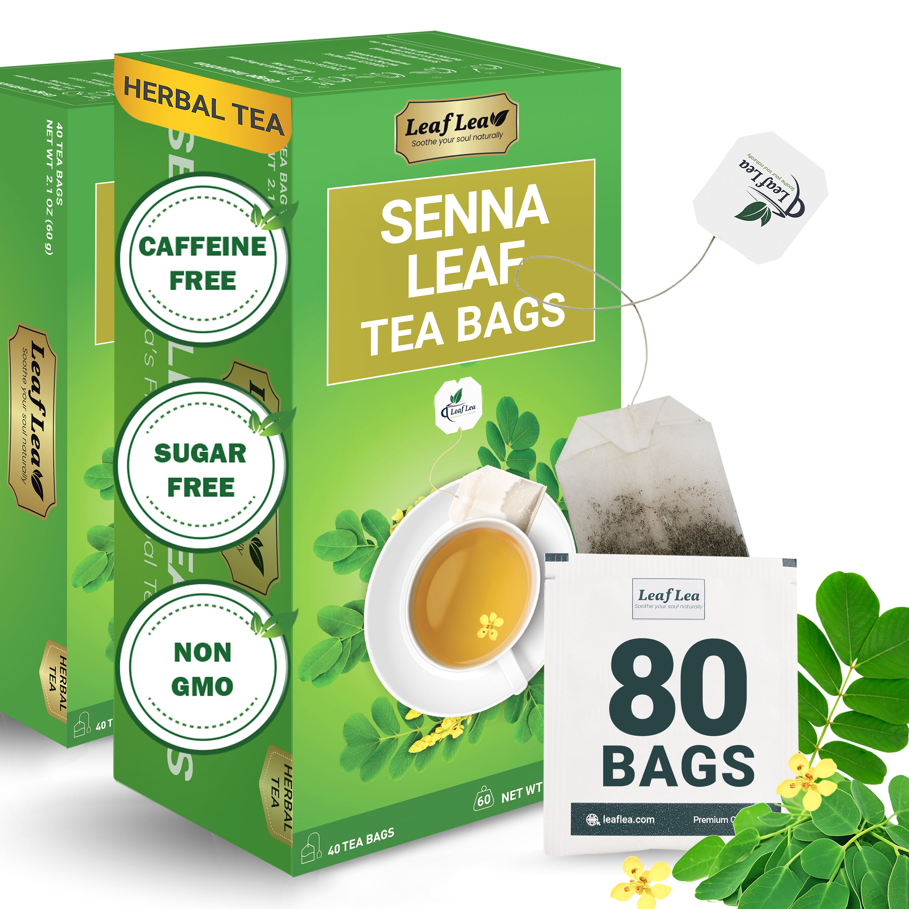 LeafLea Senna Leaf Tea Bags – Naturally Smooth & Gentle Herbal Brew