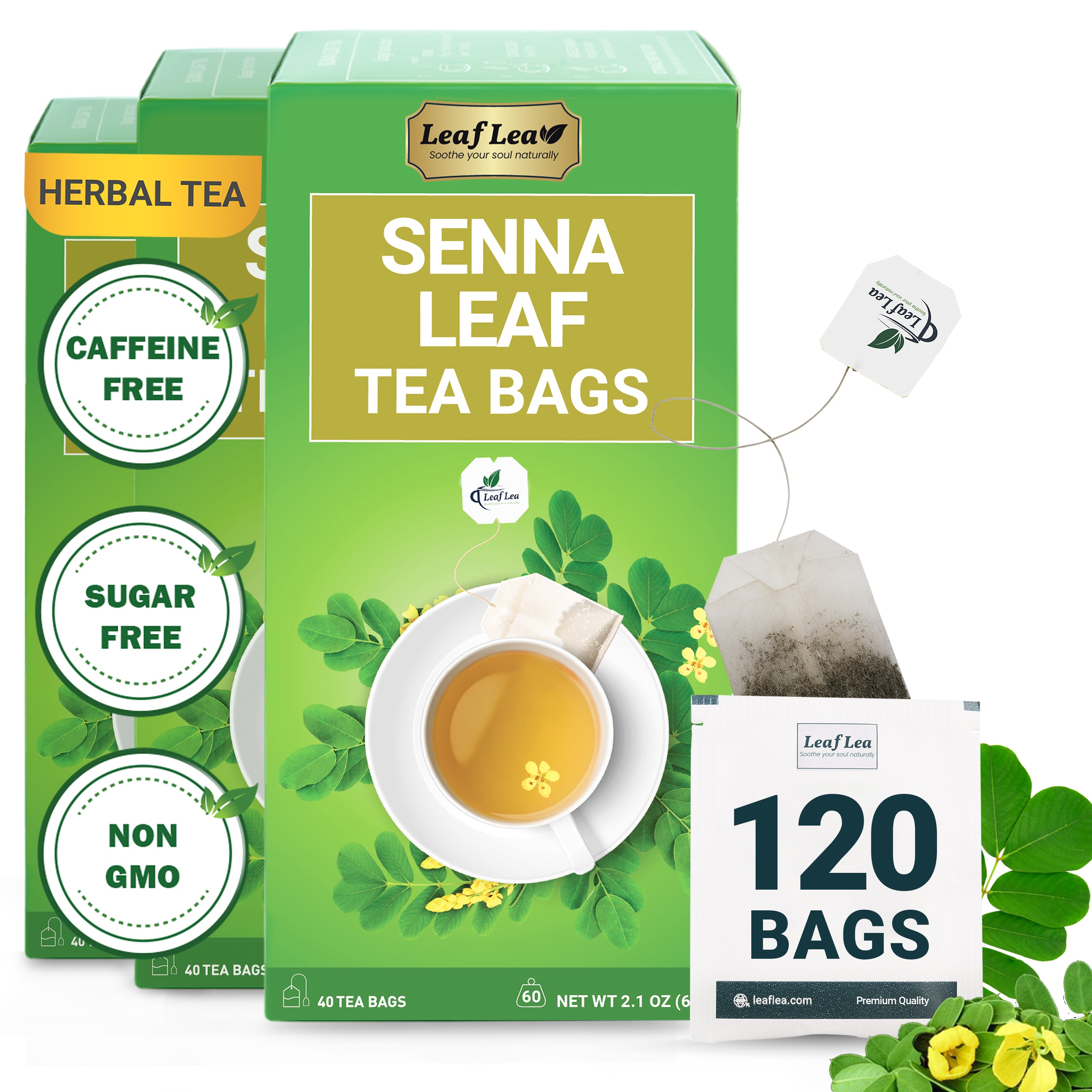 LeafLea Senna Leaf Tea Bags – Naturally Smooth & Gentle Herbal Brew