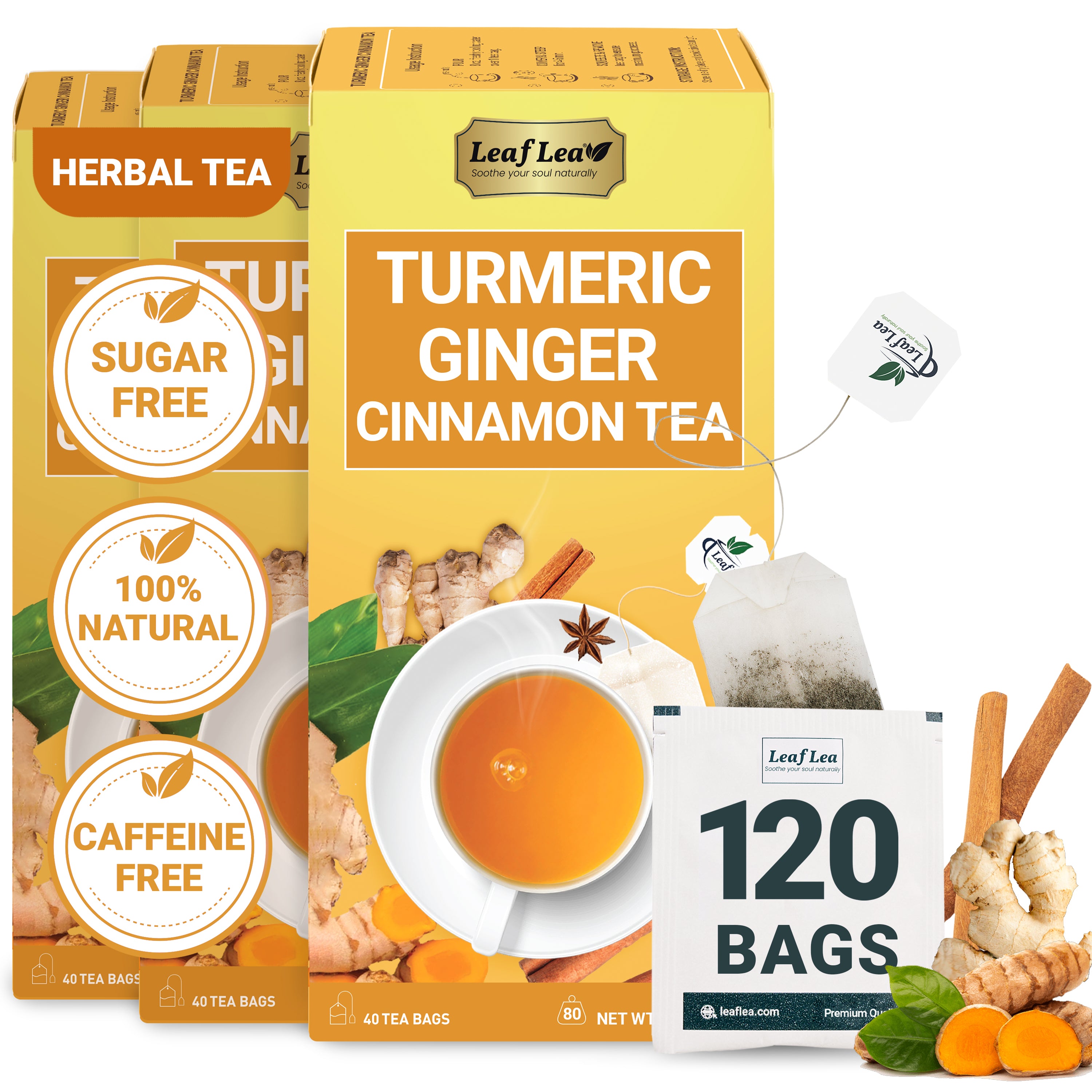 Premium Ginger Turmeric Tea Bags Supports Immune Health