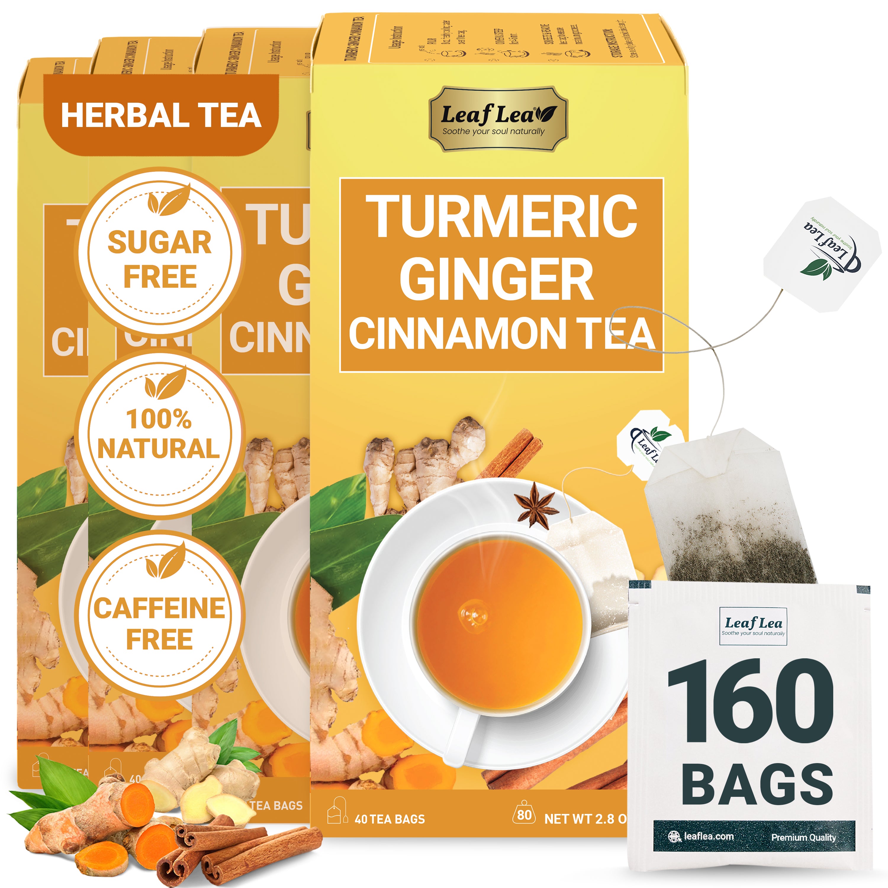 Premium Ginger Turmeric Tea Bags Supports Immune Health