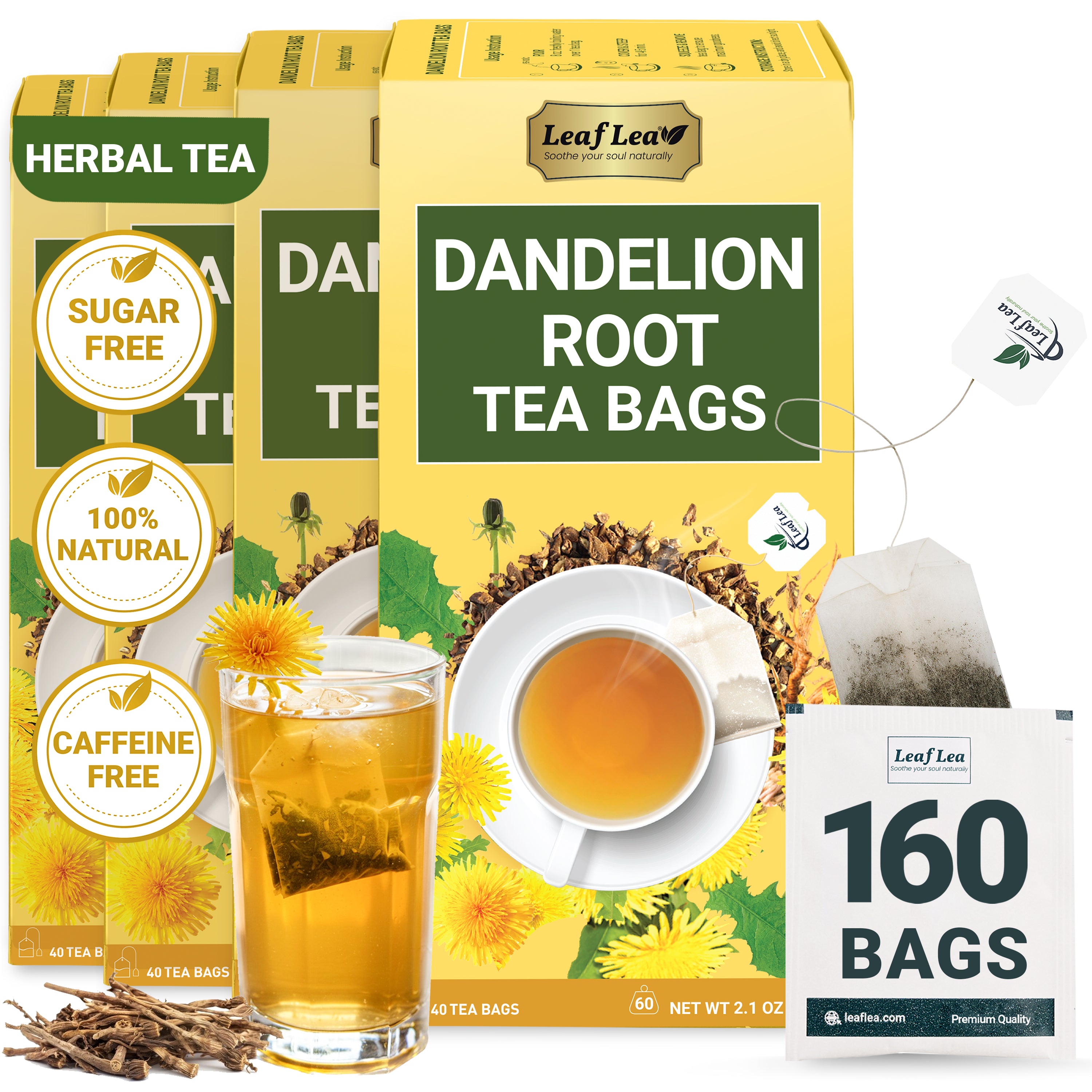 LeafLea Dandelion Root Tea Bags, Dandelion Tea Supports Wellness and a Balanced Lifestyle