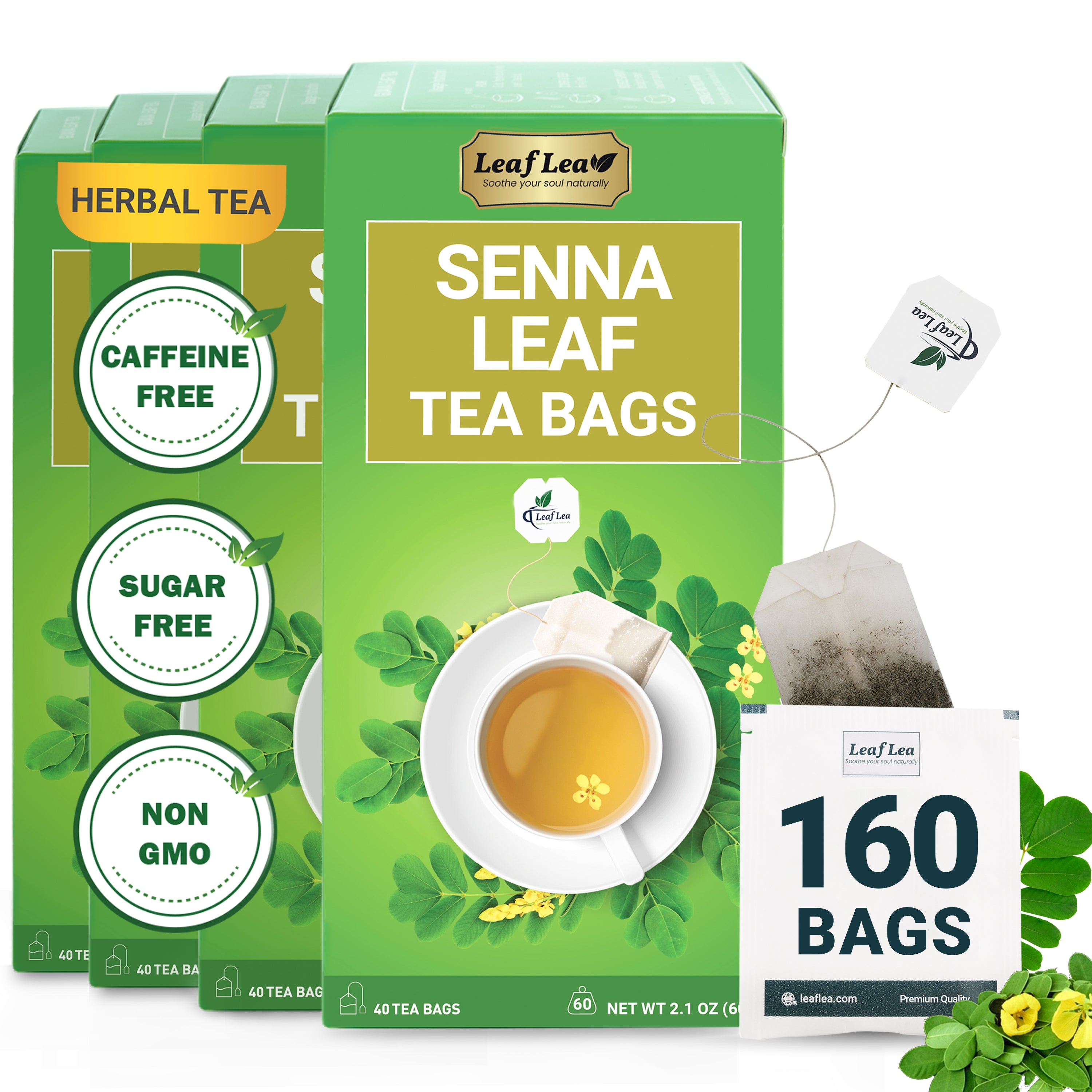 LeafLea Senna Leaf Tea Bags – Naturally Smooth & Gentle Herbal Brew
