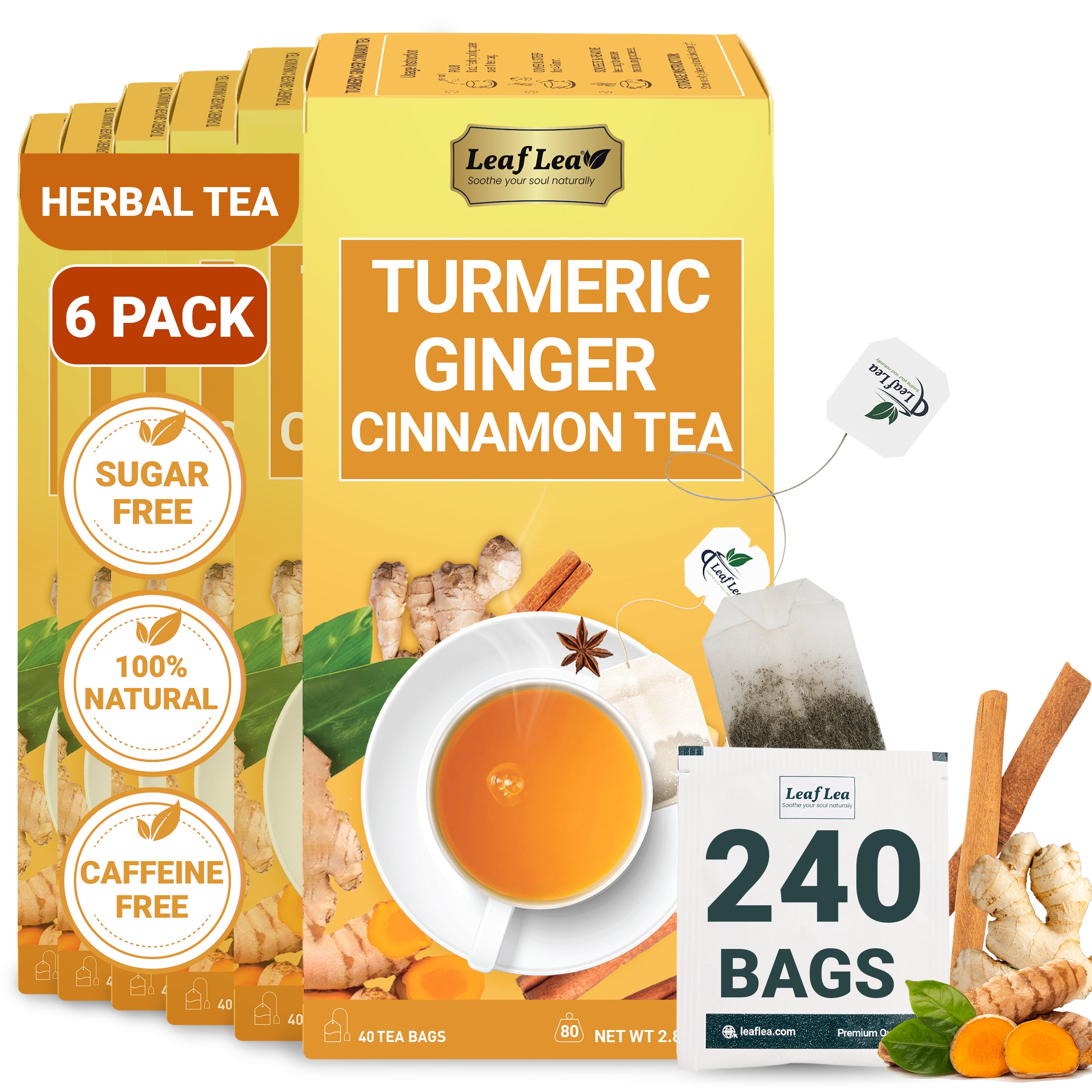 Premium Ginger Turmeric Tea Bags Supports Immune Health