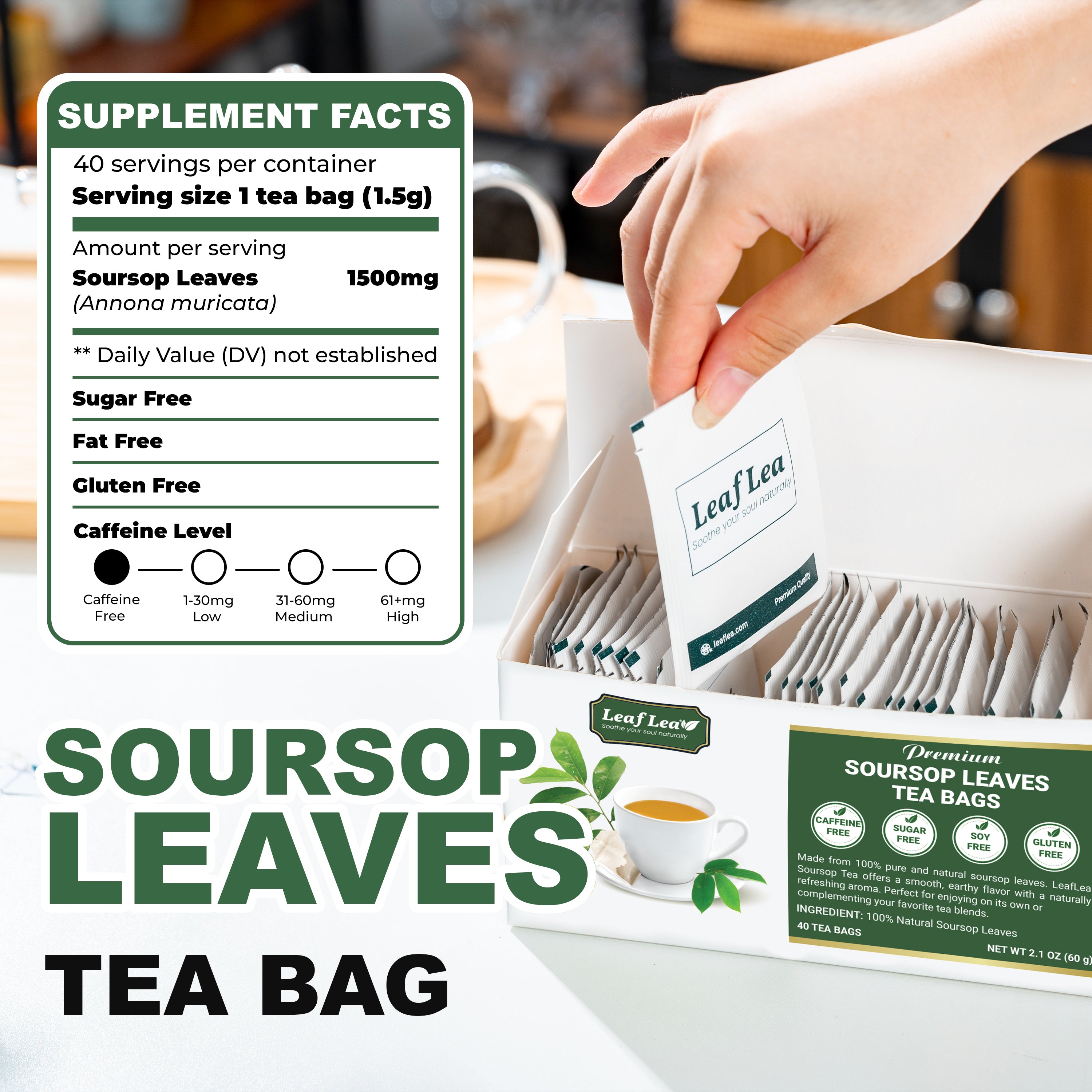 Premium Soursop Leaf Tea Bags for Digestion Support