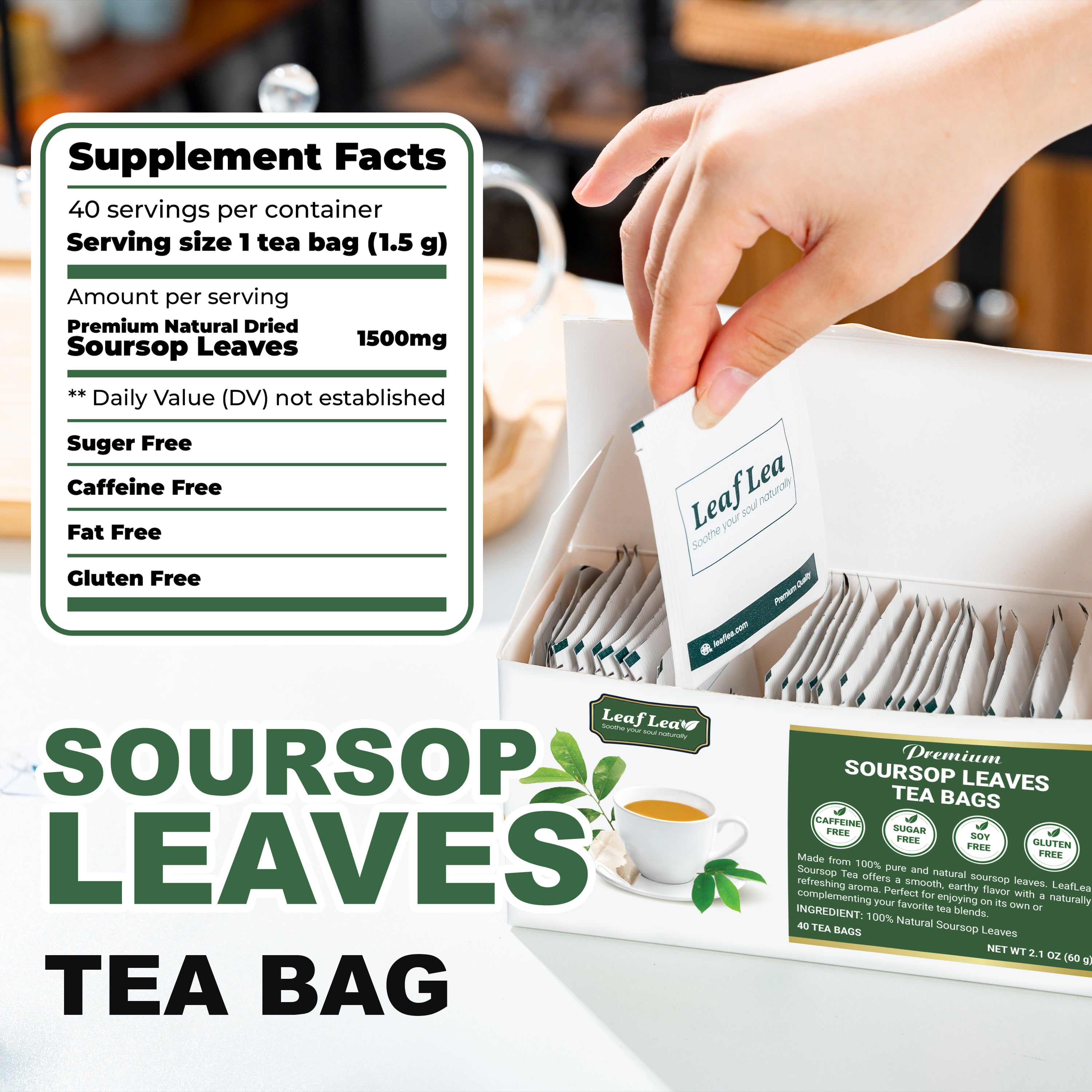 Premium Soursop Leaf Tea Bags for Digestion Support