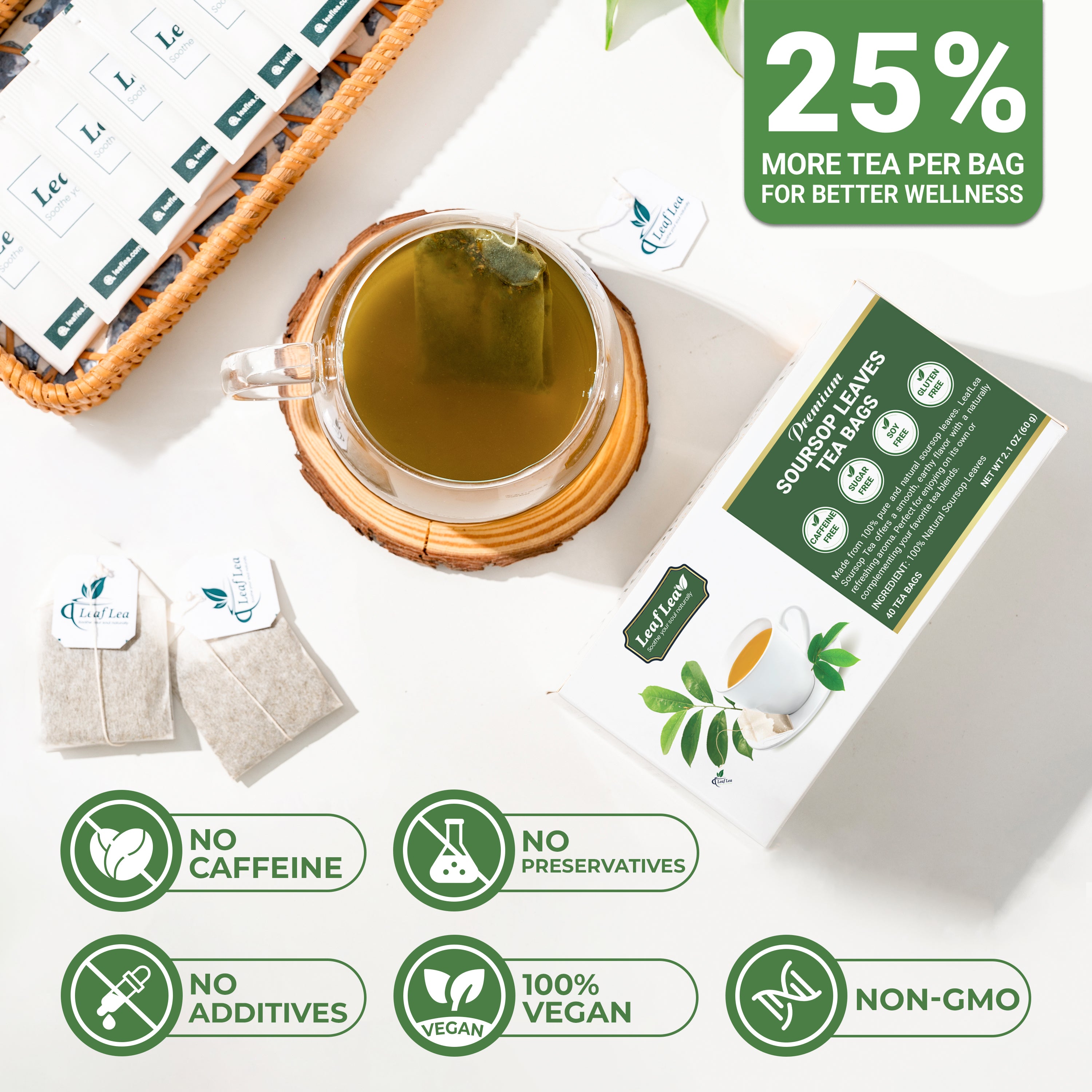 Premium Soursop Leaf Tea Bags for Digestion Support