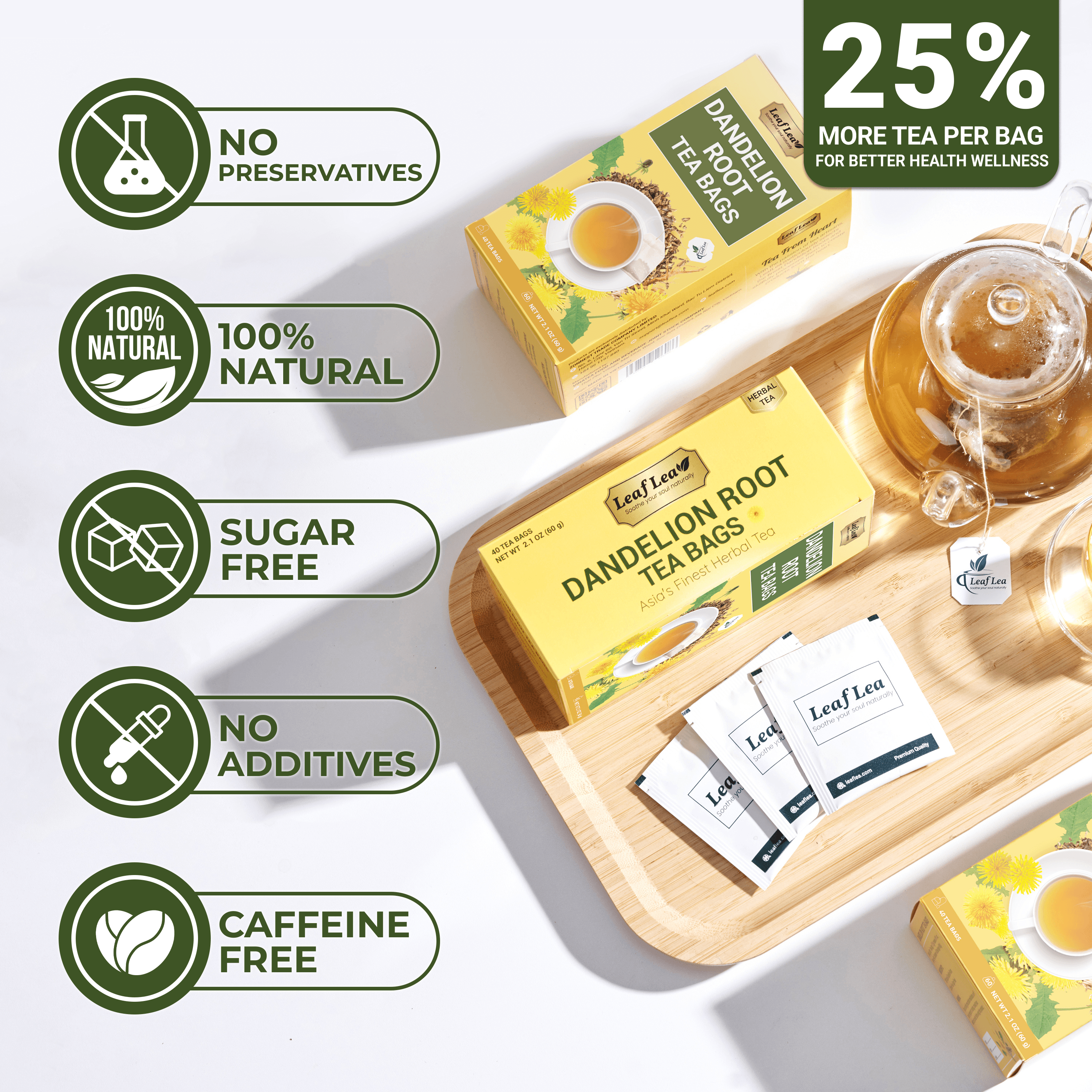 Dandelion Root Tea Bags Supports Kidney & Liver