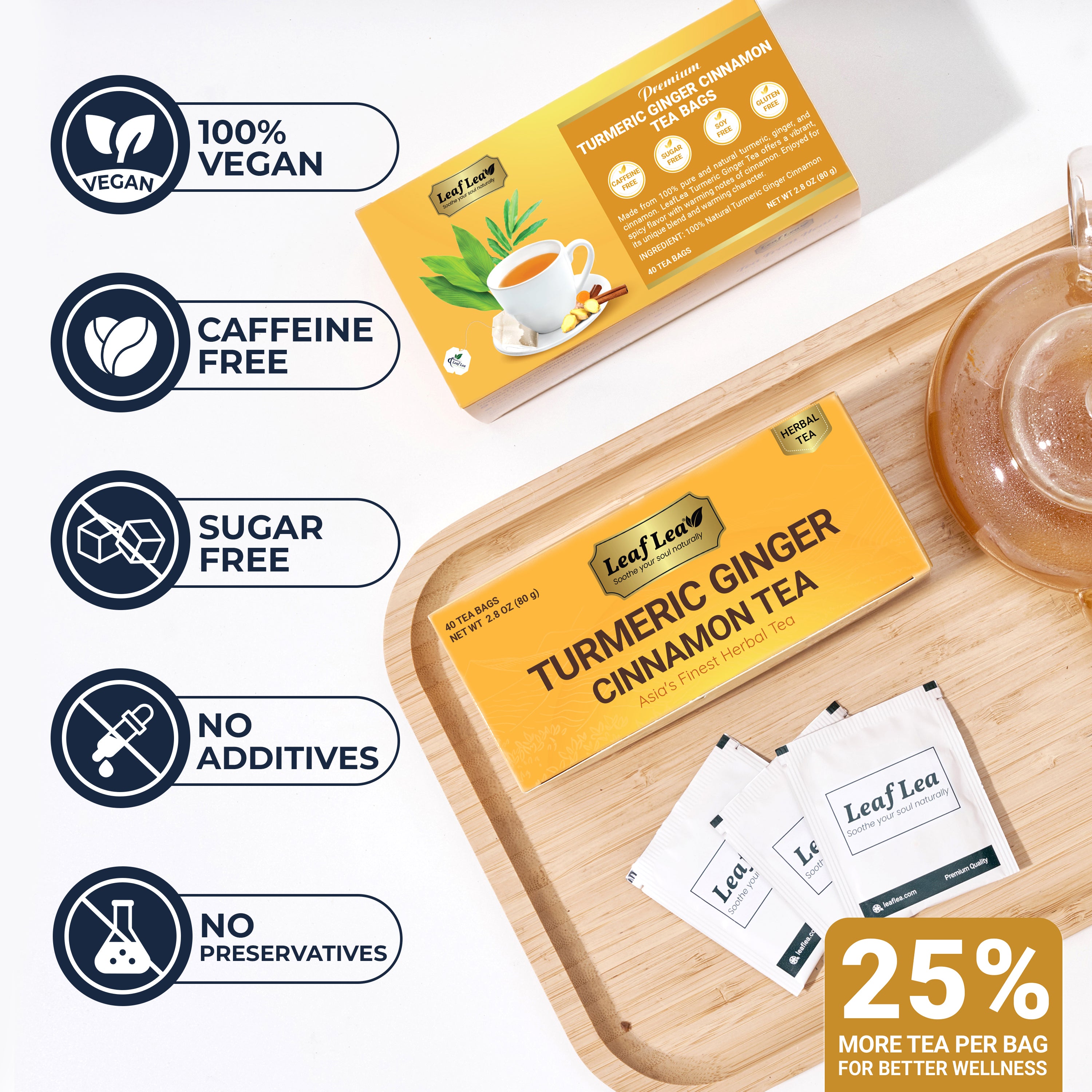 Premium Ginger Turmeric Tea Bags Supports Immune Health