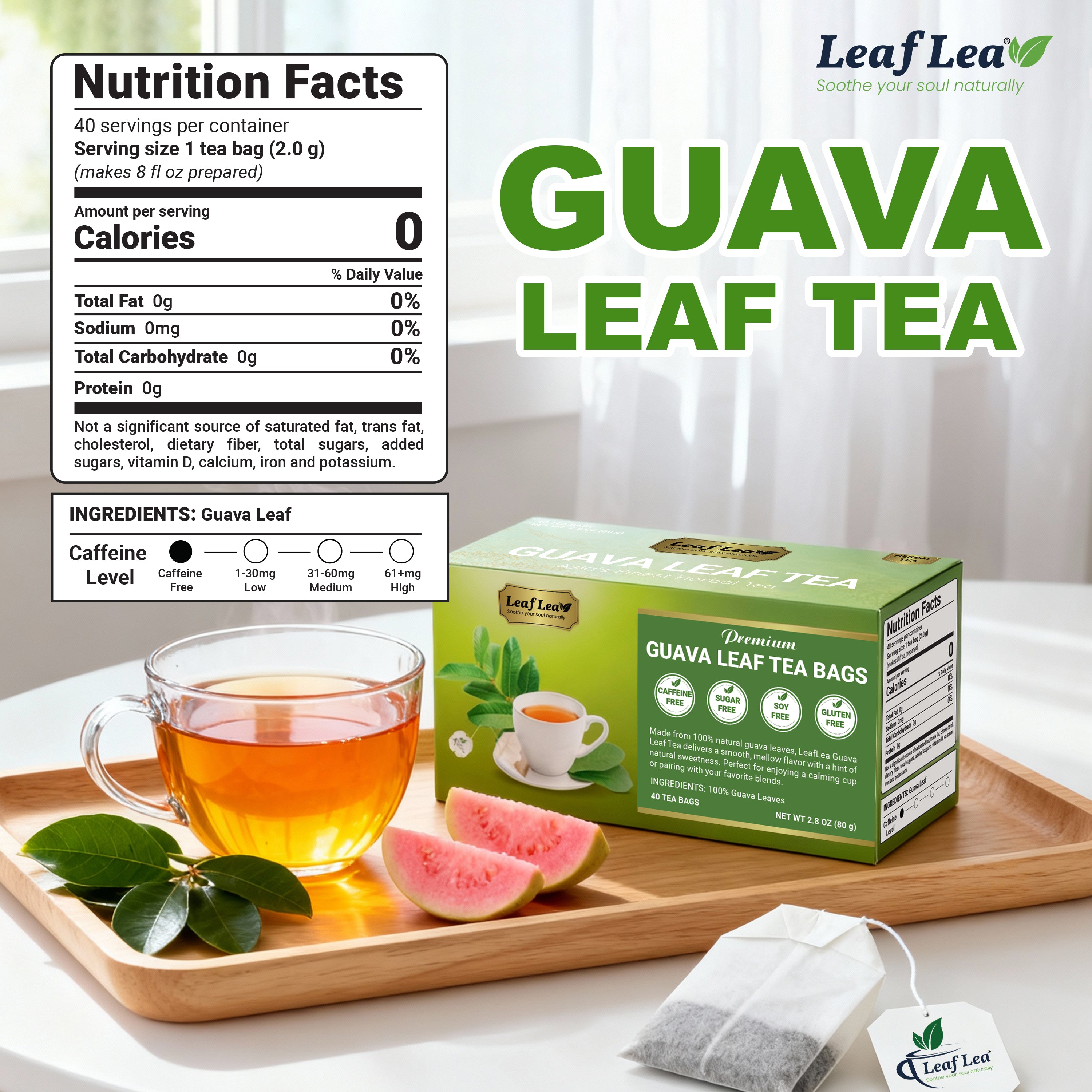 Guava Leaf Tea Bags Supports Digestion & Immune Health