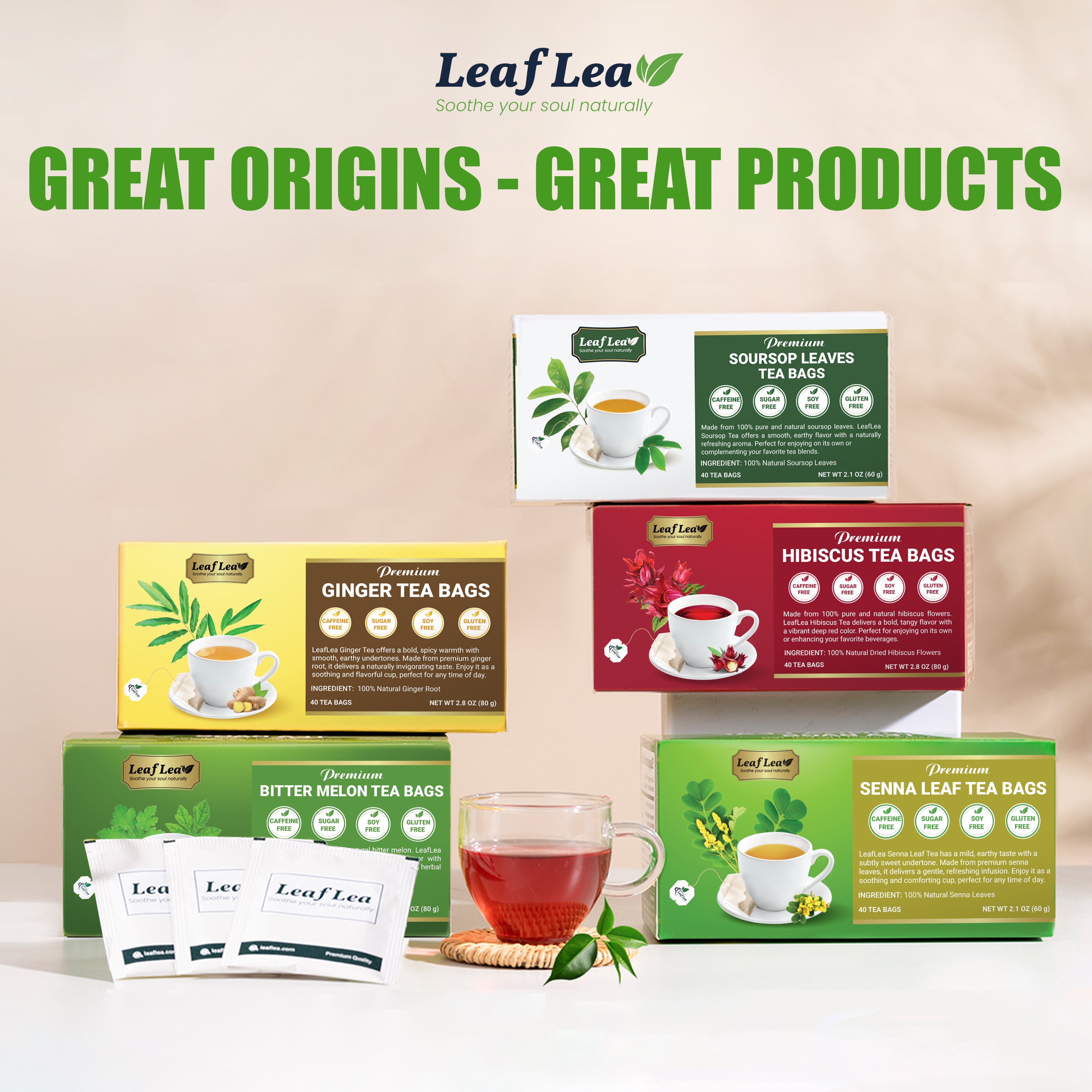 LeafLea Senna Leaf Tea Bags – Naturally Smooth & Gentle Herbal Brew
