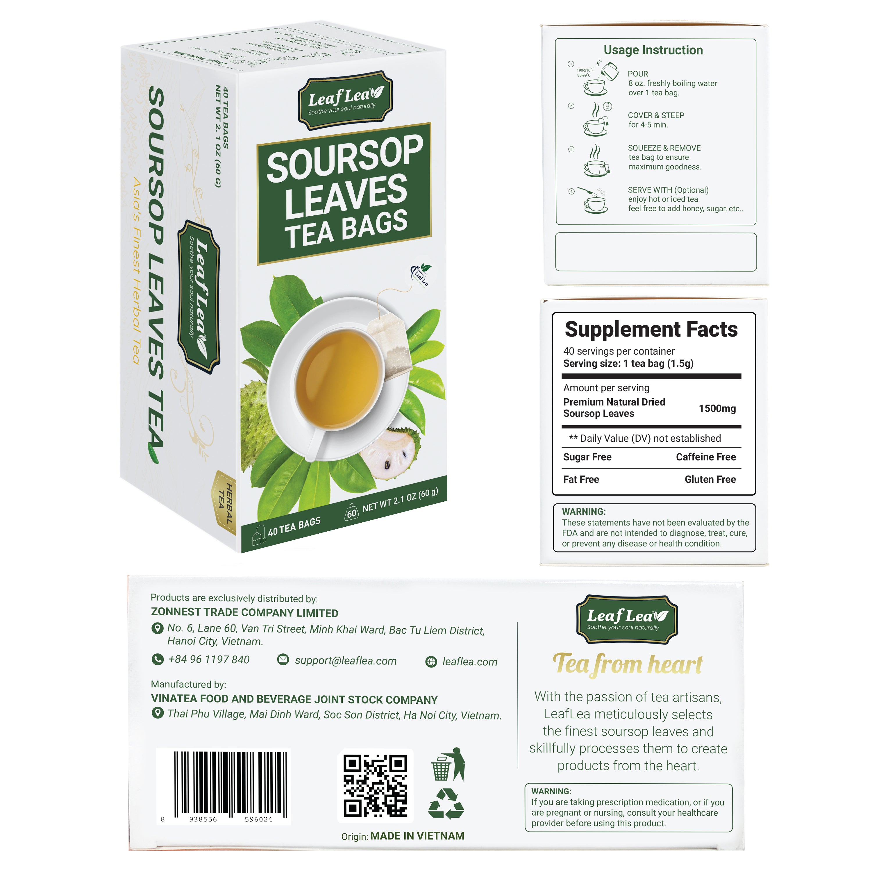 Premium Soursop Leaf Tea Bags for Digestion Support