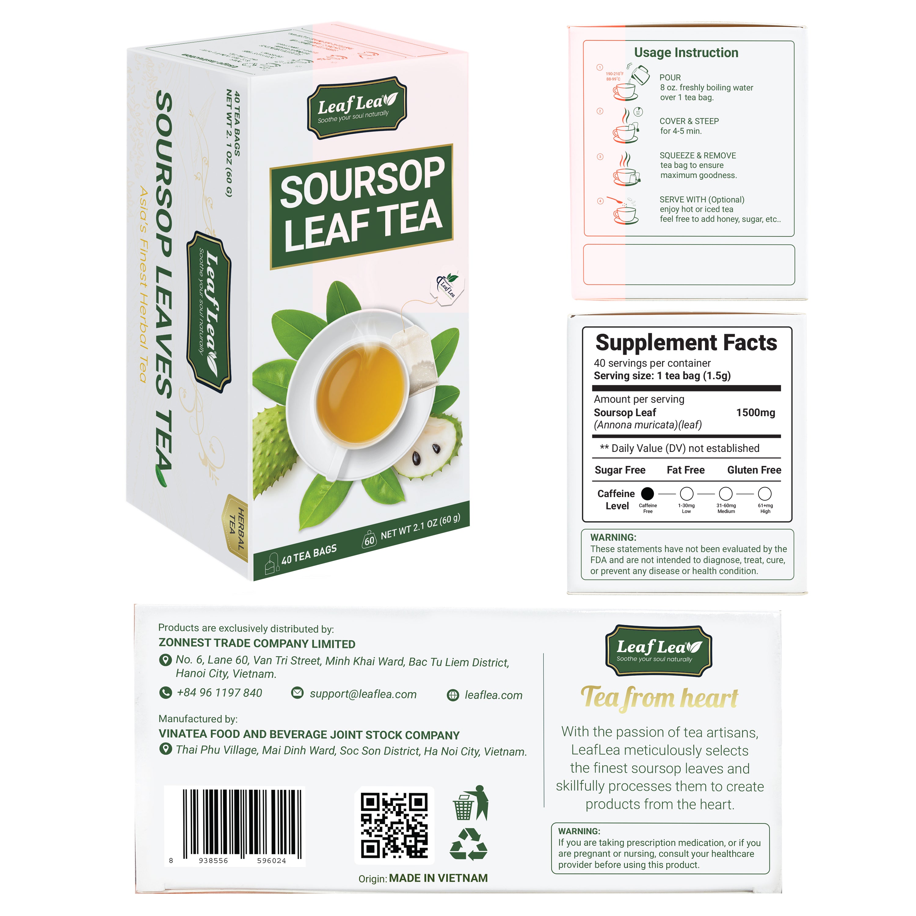 Premium Soursop Leaf Tea Bags for Digestion Support