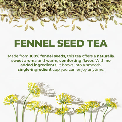LeafLea 40 Fennel Tea Bags, 100% Natural & Pure Fennel Seed Tea, Te De Hinojo for Gentle Digestion & Fresh Breath