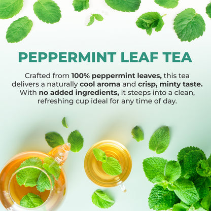 LeafLea 40 Peppermint Tea Bags, Natural Peppermint Leaf Herbal Tea with Cool Taste, Te De Menta for Gentle Digestive Support