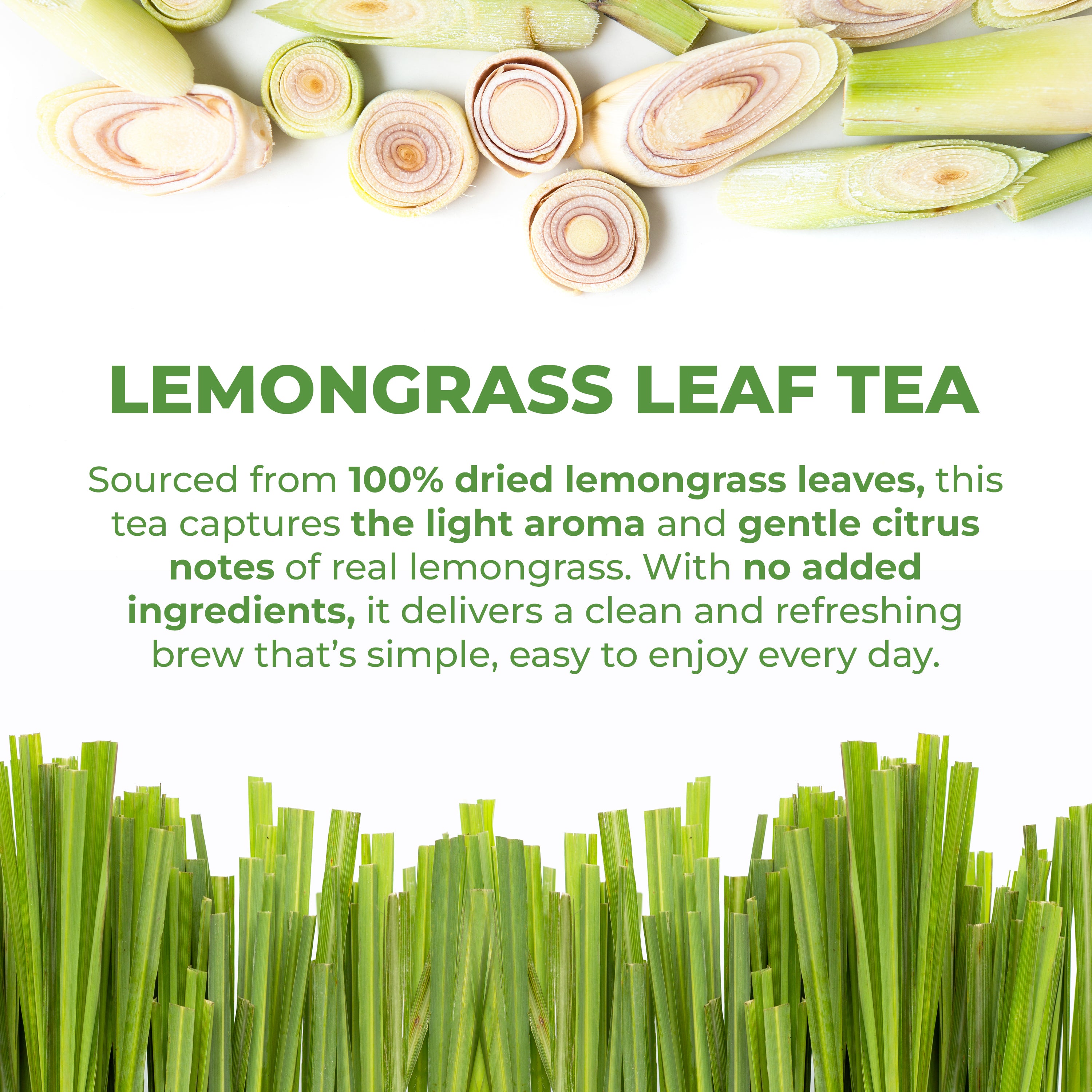 LeafLea Lemongrass Tea Bags, Natural Lemongrass Tea, Te Limon Grass, Taste & Light Aroma, Caffeine-Free, Sugar-Free