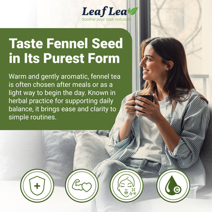 LeafLea 40 Fennel Tea Bags, 100% Natural & Pure Fennel Seed Tea, Te De Hinojo for Gentle Digestion & Fresh Breath