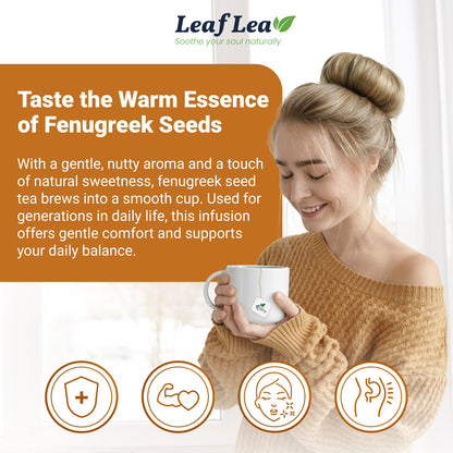 LeafLea 40 Natural Fenugreek Seed Tea Bags, 100% Pure from Fenugreek Seeds, Herbal Tea Infusion, Fenogreco Tea with Distinct Aroma and Smooth Flavor, Caffeine-Free