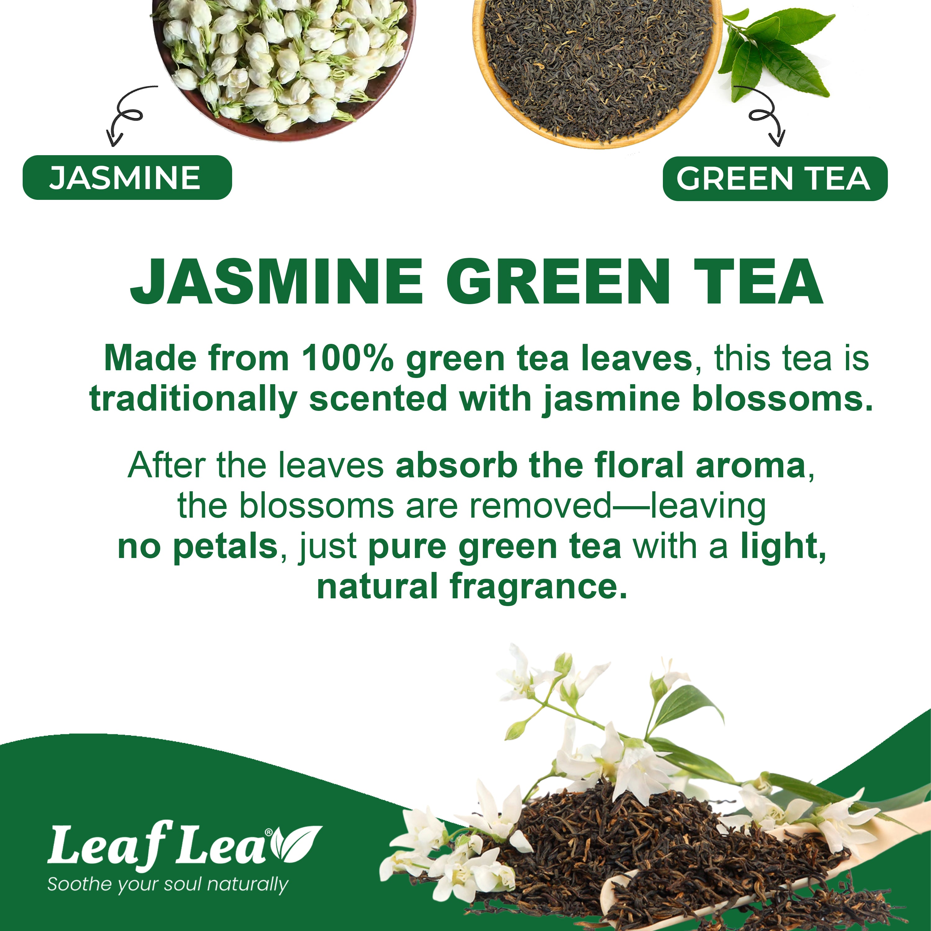 Jasmine Green Tea Bags Blend Boosts Digestion & Immunity