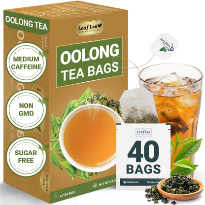 LeafLea Oolong Tea Bags, 100% Oolong Tea Leaves, Smooth Warm Aroma with Light Toasted Notes