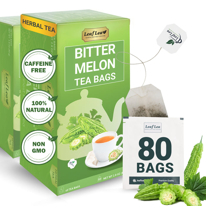 LeafLea Natural Bitter Melon Tea Bags, Premium Natural Dried Momordica Charantia – Melon Amargo Gohyah Fruit Tea | Wellness & Digestion Support | Caffeine-Free, Sugar-Free, Vegan (Pack of 2)