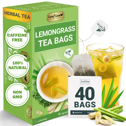 LeafLea Lemongrass Tea Bags, Natural Lemongrass Tea, Te Limon Grass, Taste & Light Aroma, Caffeine-Free, Sugar-Free
