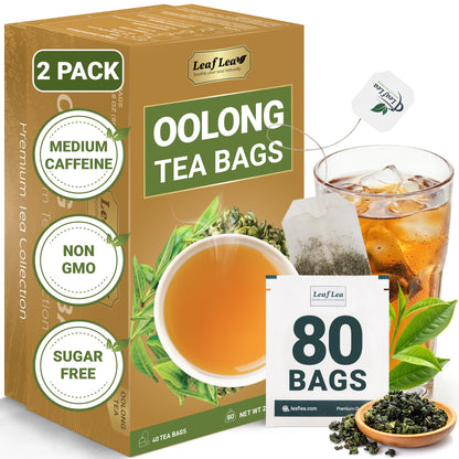 LeafLea Oolong Tea Bags, 100% Oolong Tea Leaves, Smooth Warm Aroma with Light Toasted Notes