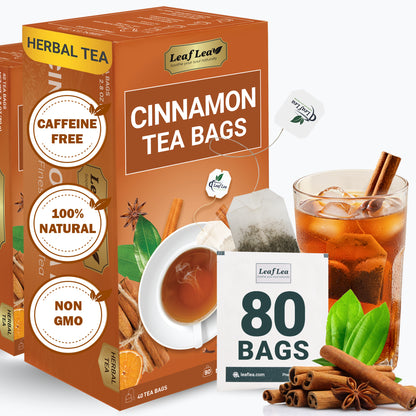 LeafLea 40 Cinnamon Tea Bags - Hot Spiced Cinnamon Tea Bags for Relaxation