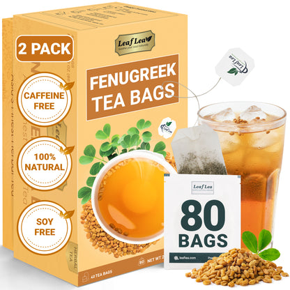 LeafLea 40 Natural Fenugreek Seed Tea Bags, 100% Pure from Fenugreek Seeds, Herbal Tea Infusion, Fenogreco Tea with Distinct Aroma and Smooth Flavor, Caffeine-Free