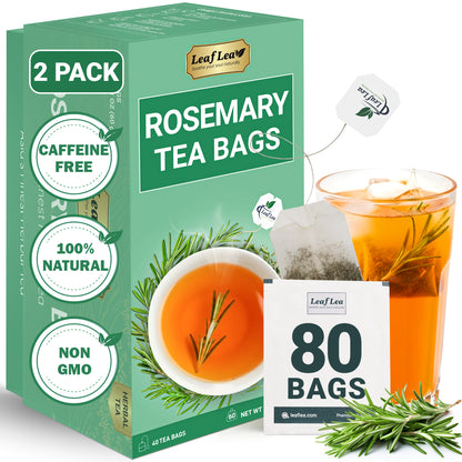 LeafLea Rosemary Tea Bags - Natural Rosemary Leaves, Te De Romero Earthy Taste & Light Aroma, Caffeine-Free, Sugar-Free