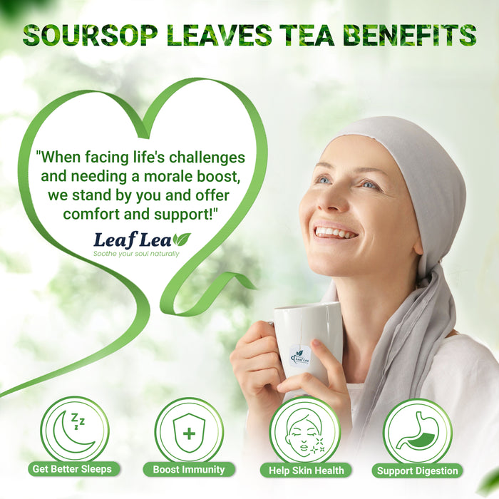 LeafLea Premium Soursop Leaf Tea Bags – Pure & Natural Graviola Tea, Hoja Guanabana Herbal Tea for Digestion Support, Nutrient-Rich, No Sugar, Caffeine-Free (40 Tea Bags)