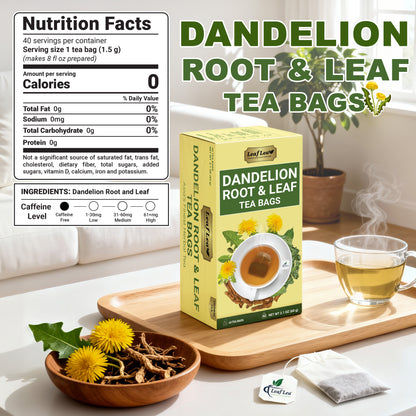 LeafLea Dandelion Root and Leaf Tea Bags, Roasted Dandelion Root Tea Blend, Natural Herbal Tea for Digestion & Wellness