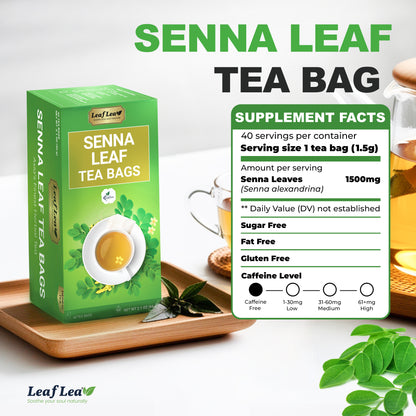 LeafLea Senna Leaf Tea Bags  –  Naturally Smooth & Gentle Herbal Brew