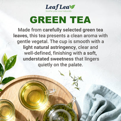 LeafLea Green Tea Bags, 100% Natural & Pure from Green Tea Leaves, Smooth & Refreshing, Everyday Wellness with Natural Caffeine Content