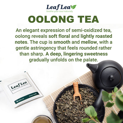 LeafLea Oolong Tea Bags, 100% Oolong Tea Leaves, Smooth Warm Aroma with Light Toasted Notes