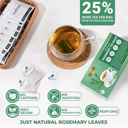 LeafLea Rosemary Tea Bags - Natural Rosemary Leaves, Te De Romero Earthy Taste & Light Aroma, Caffeine-Free, Sugar-Free
