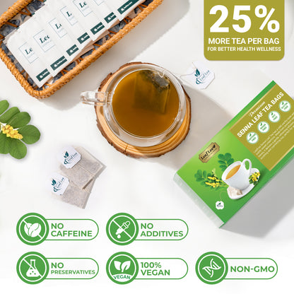 LeafLea Senna Leaf Tea Bags  –  Naturally Smooth & Gentle Herbal Brew