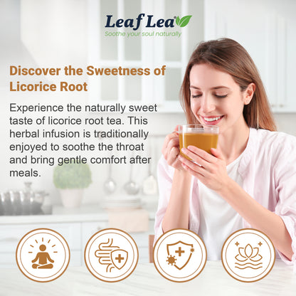 LeafLea Licorice Root Tea Bags - Pure Licorice Spice Tea, Herbal Infusion, Te De Regaliz, Caffeine-Free, Sugar-Free