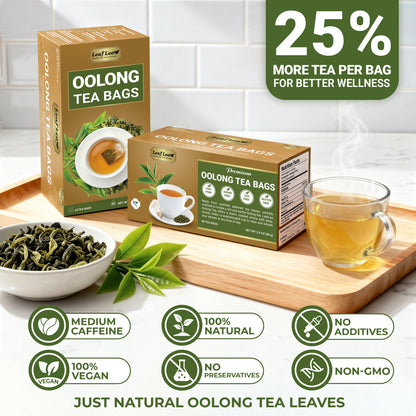 LeafLea Oolong Tea Bags, 100% Oolong Tea Leaves, Smooth Warm Aroma with Light Toasted Notes
